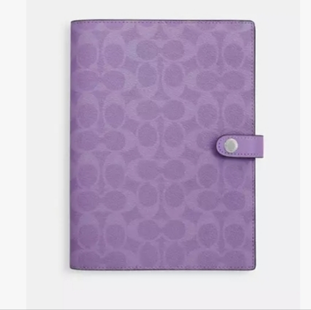Coach Notebook In Signature Canvas- Silver & Iris